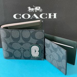 NWT Coach 3 In 1 Wallet In Colorblock Signature Canvas With Coach Patch Multi